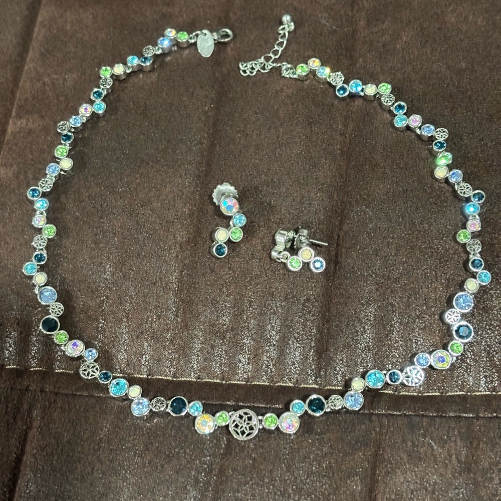 Lia Sophia Happy Hour Multicolor Bezel Set Crystal Necklace & Earrings $166 MSRP